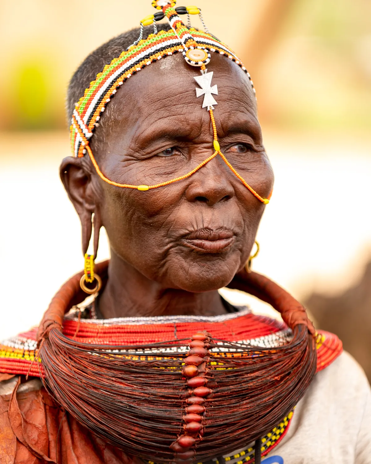 Samburu woman wearing traditional beadwork, northern Kenya