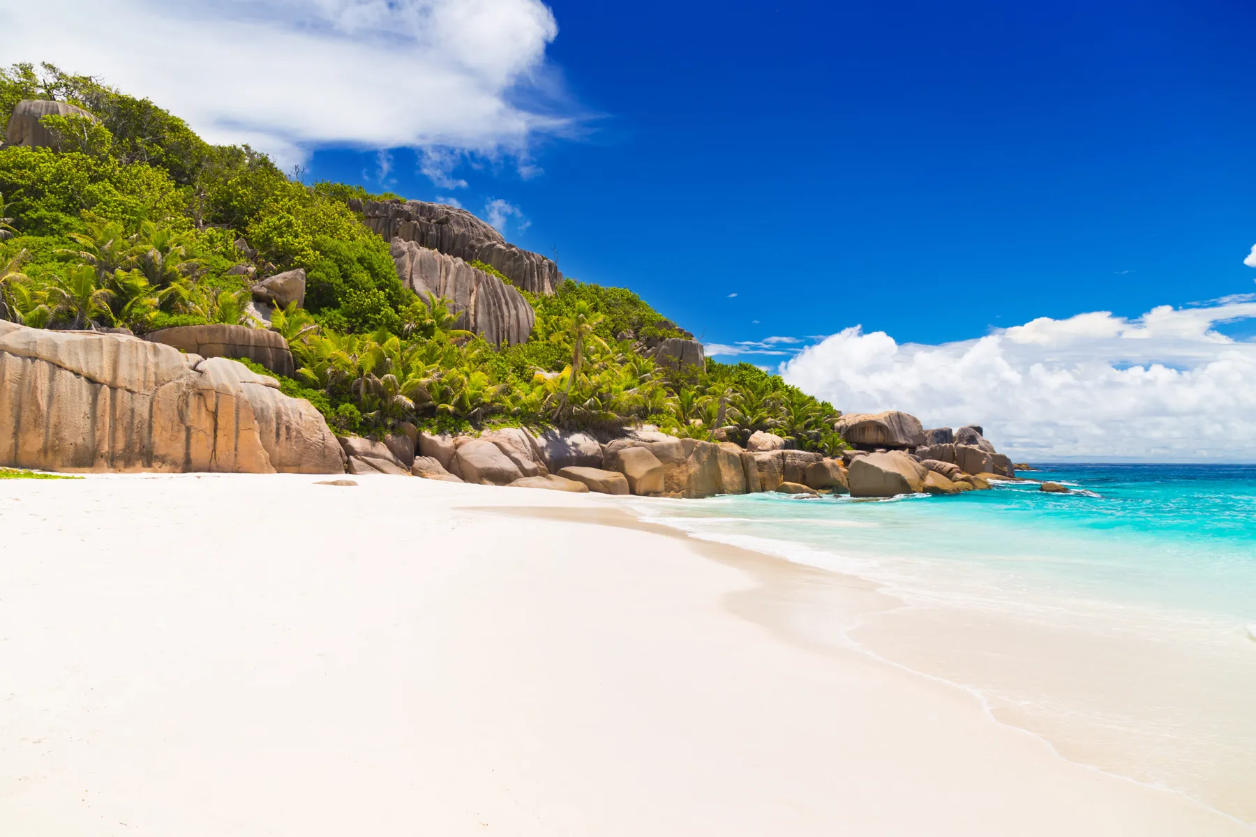 Barefoot island beach at the end of a safari — Indian Ocean