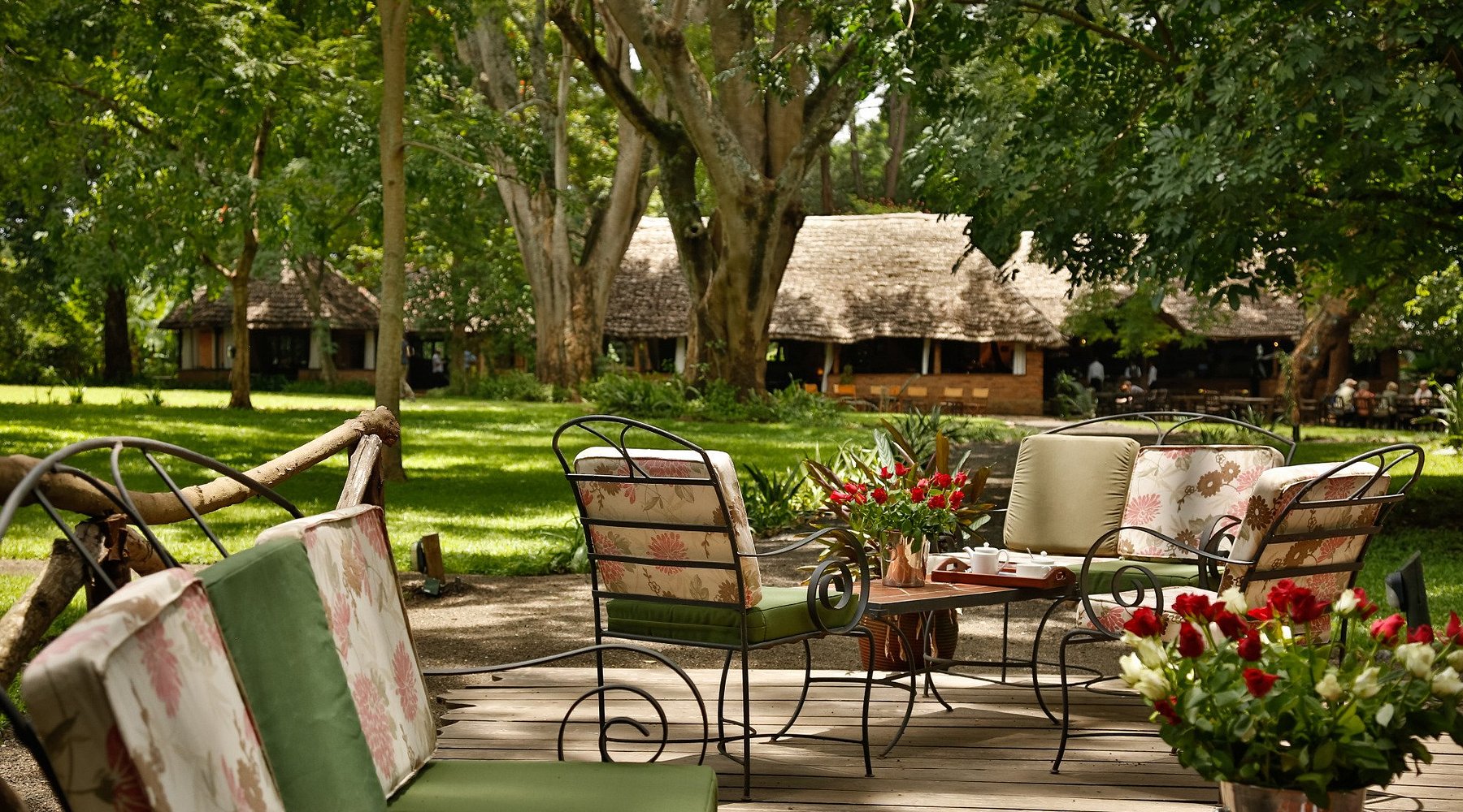 Rivertrees Country Inn garden near Arusha, starting point for 7-day Tanzania safari